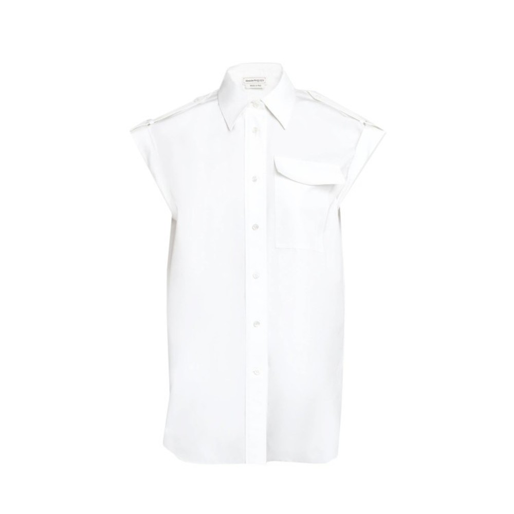 Alexander Mcqueen Sleeveless Cotton Shirt With Front Button Closure - NWT - Picture 3 of 3